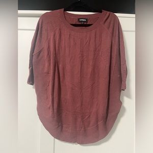 Express Pink Oversized Sweater 3/4 Sleeve Shirttail Hem